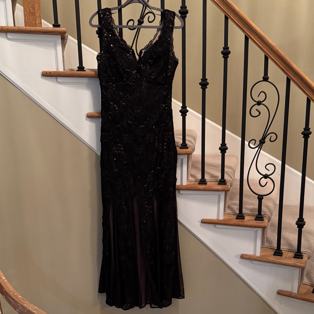 R&M Richards Black Sequin Maxi Dress